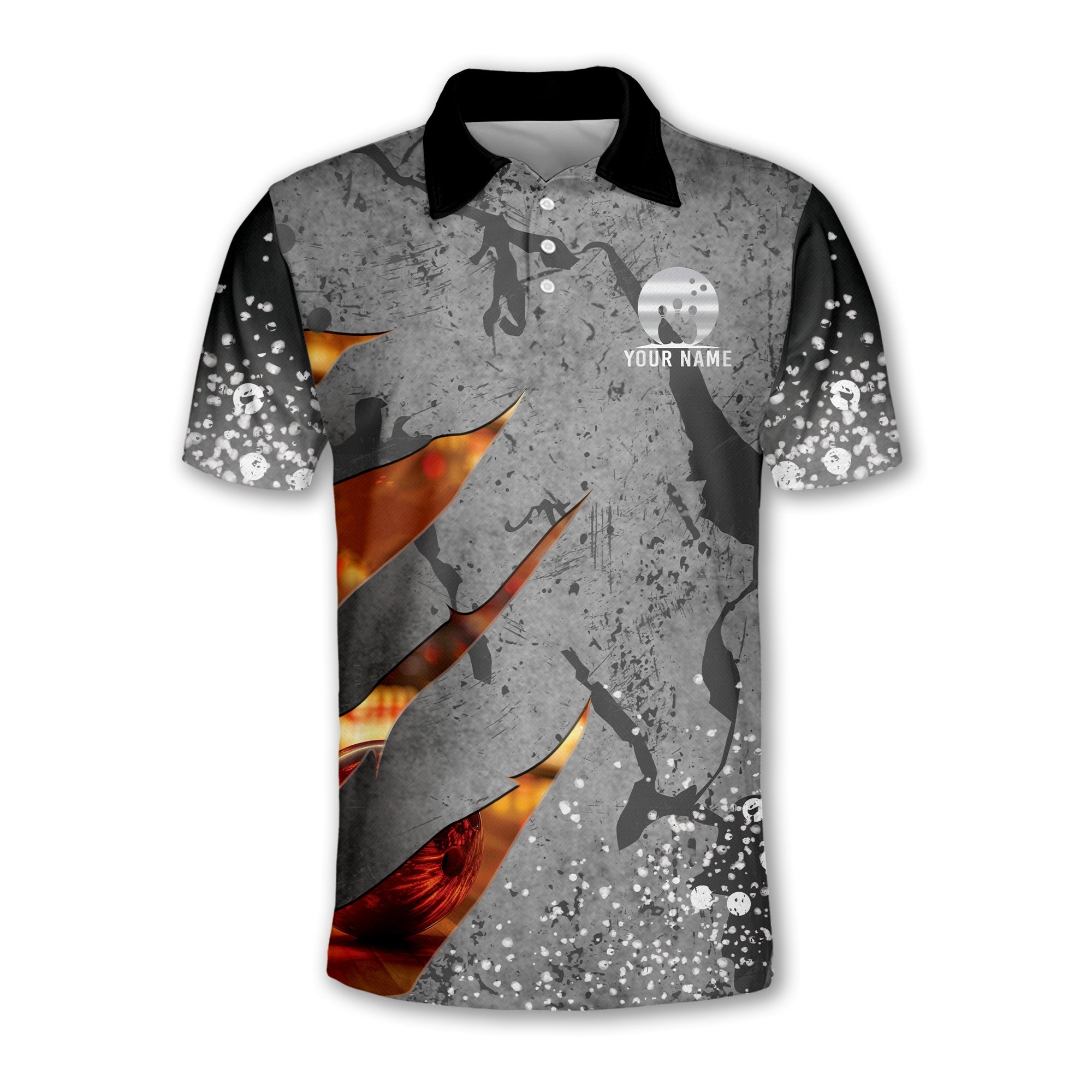 Custom Grey Team Bowling Polo Shirt For Men, Custom Bowling Team Shirts BM0311