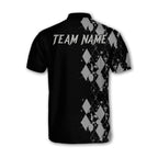 Custom Team Black Bowling Jerseys Shirt For Men, Custom Argyle Bowling Team Shirt BO0183