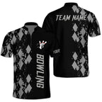 Custom Team Black Bowling Jerseys Shirt For Men, Custom Argyle Bowling Team Shirt BO0183