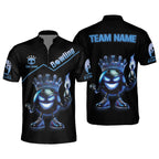 Custom Flame Bowling Ball King Black Bowling Team Jersey Shirts For Men, Custom Bowling Team Shirts BE0062