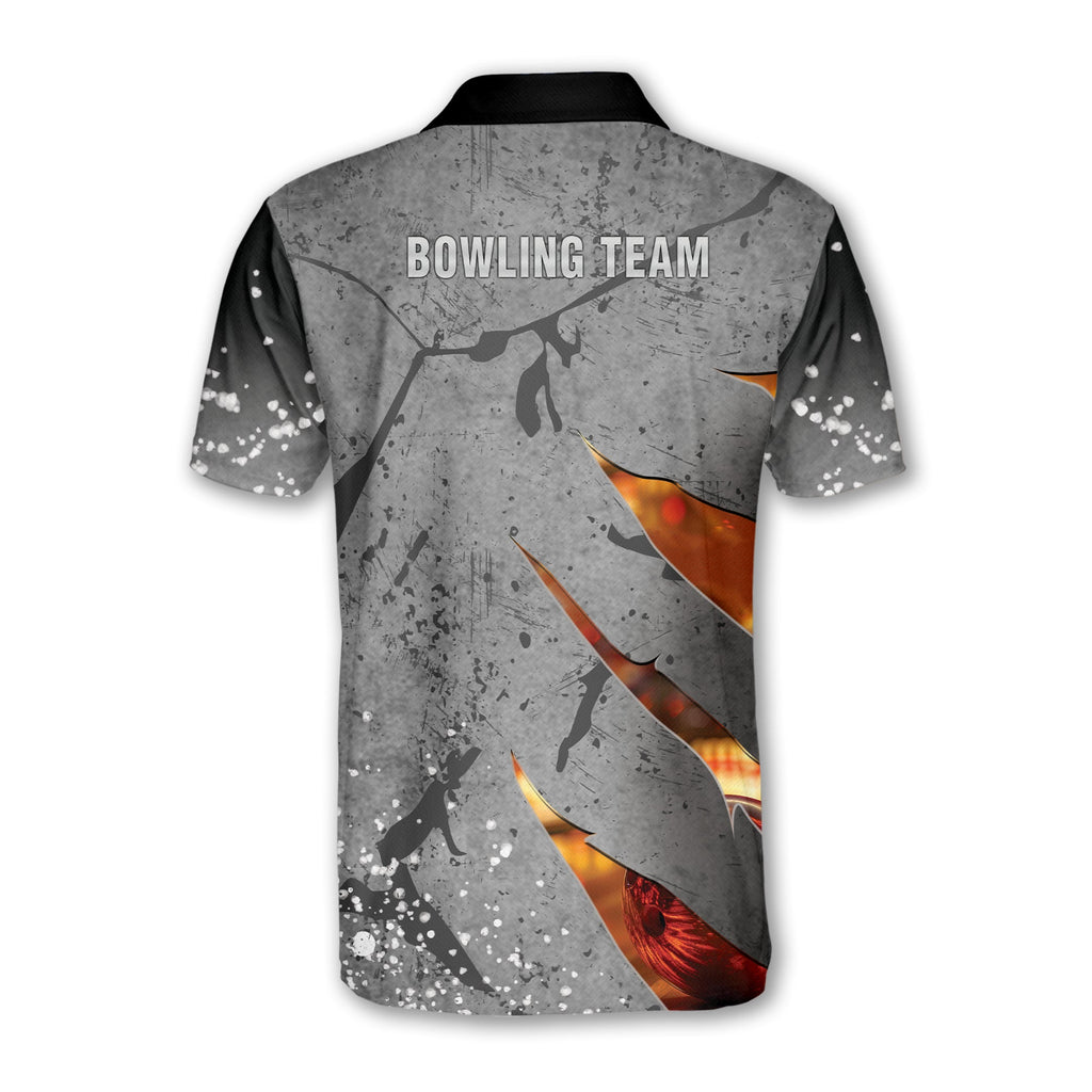 Custom Grey Team Bowling Polo Shirt For Men, Custom Bowling Team Shirts BM0311