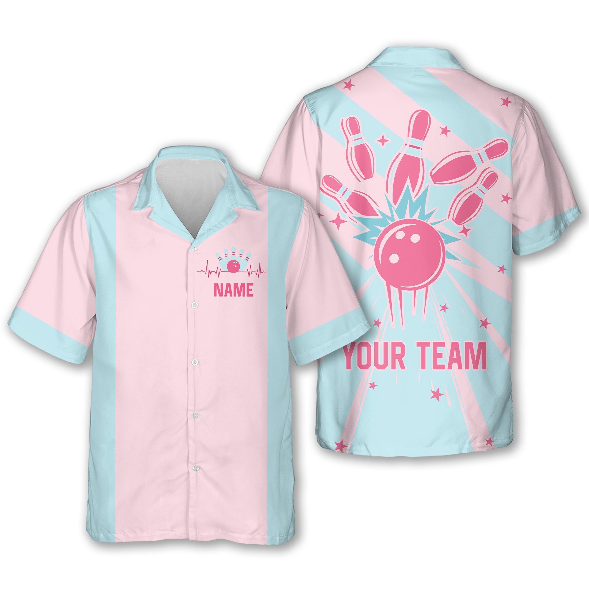 Custom Retro Bowling Hawaiian Shirts For Men And Women, Custom Bowling Team Shirts BE0053