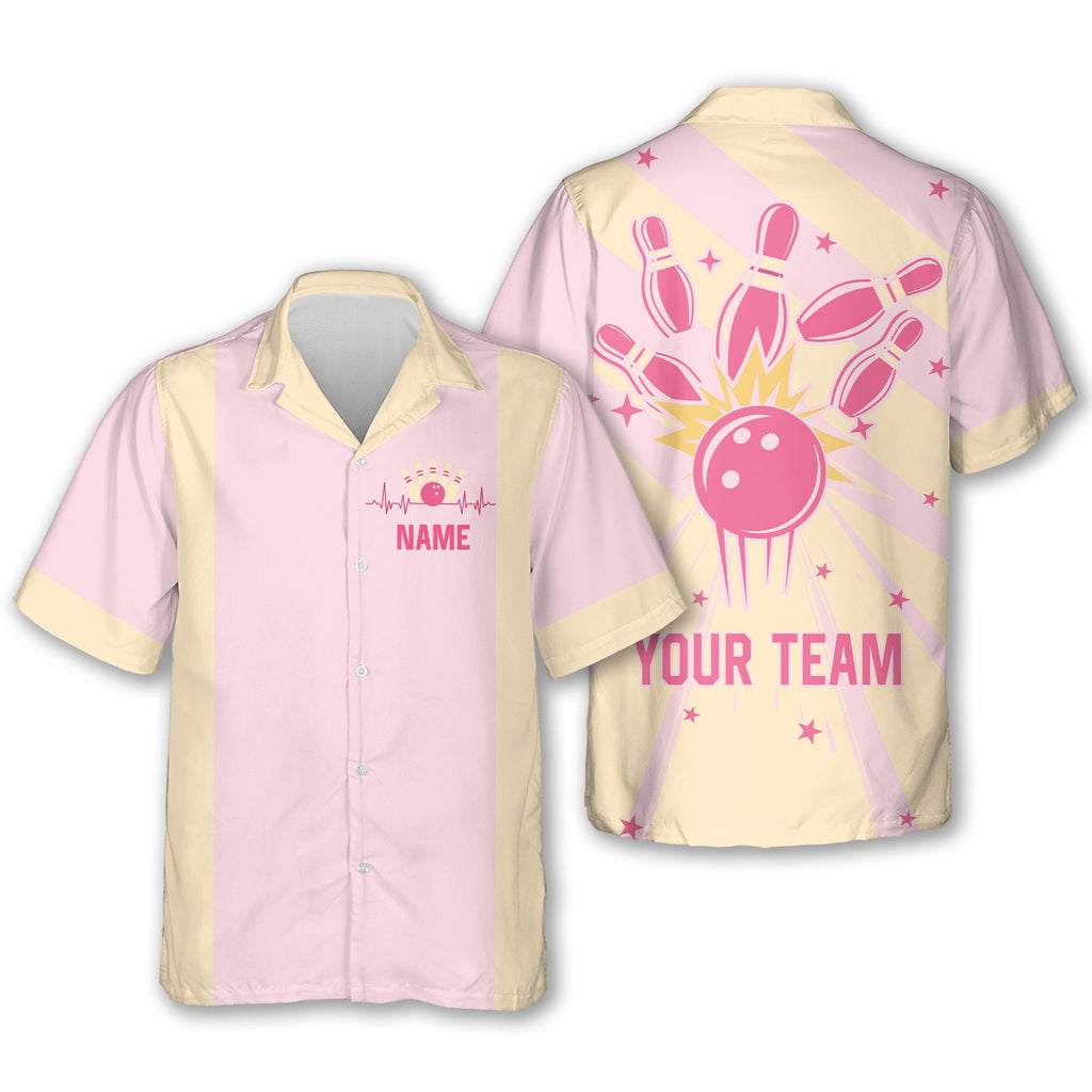 Custom Retro Bowling Hawaiian Shirts For Men And Women, Custom Bowling Team Shirts BE0053