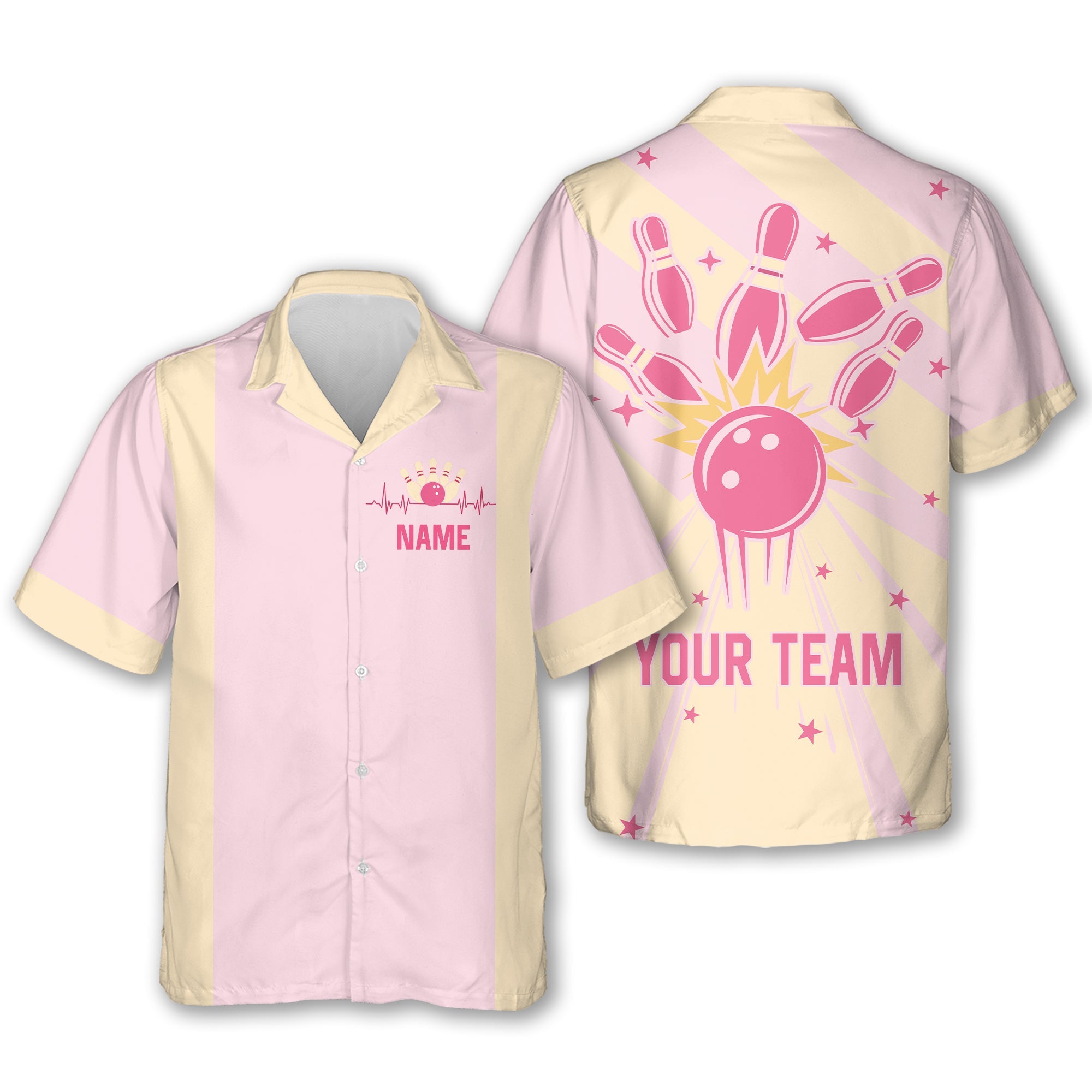Custom Retro Bowling Hawaiian Shirts For Men And Women, Custom Bowling Team Shirts BE0053
