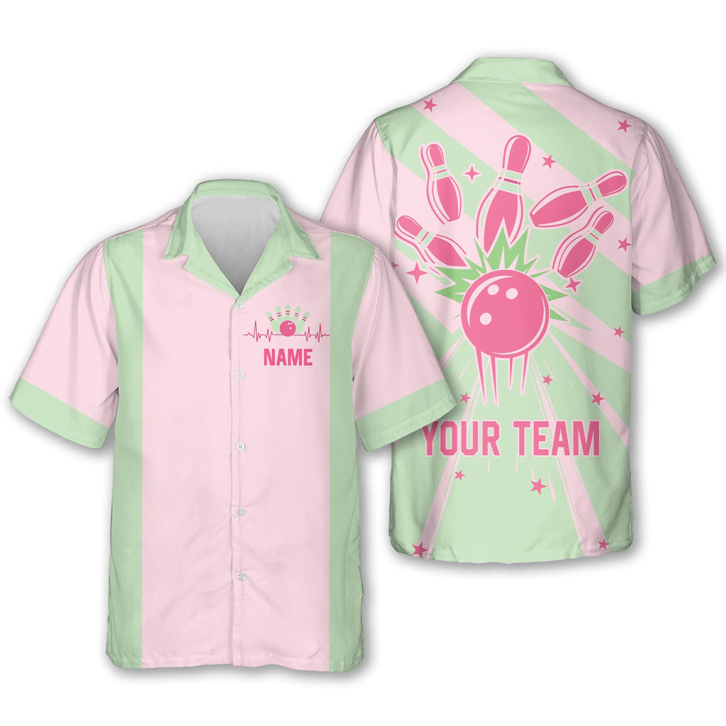 Custom Retro Bowling Hawaiian Shirts For Men And Women, Custom Bowling Team Shirts BE0053