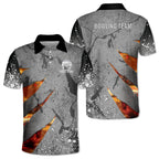Custom Grey Team Bowling Polo Shirt For Men, Custom Bowling Team Shirts BM0311