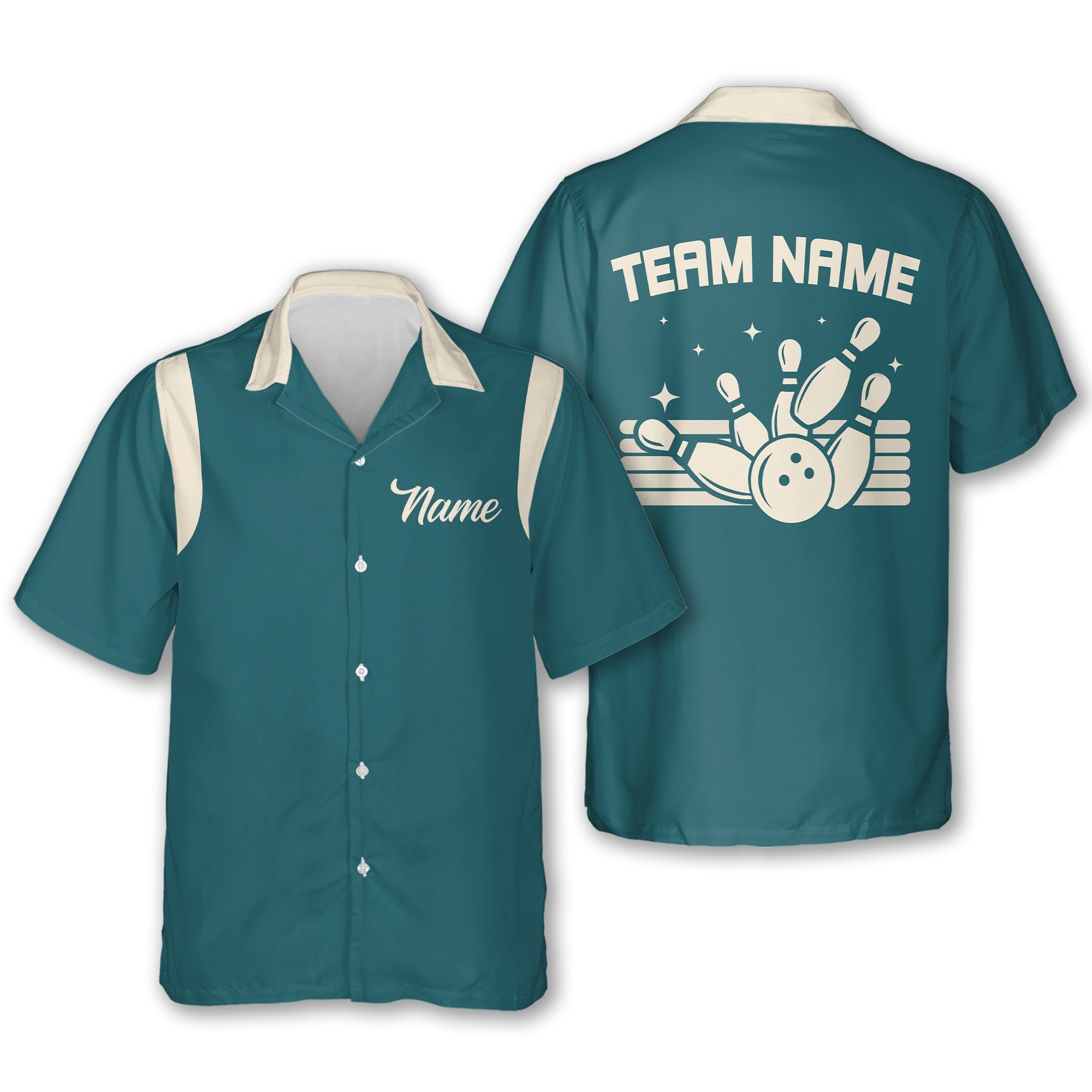 Custom Blue Bowling Hawaiian Shirts For Men, Custom Bowling Team Shirts BE0055