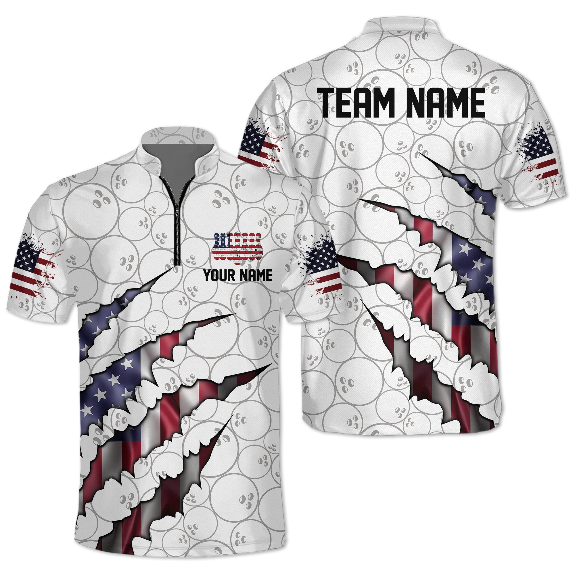 Custom American Flag Bowling Jersey For Men, Custom 4th Of July Patriotic Bowling Team Shirts BM0328
