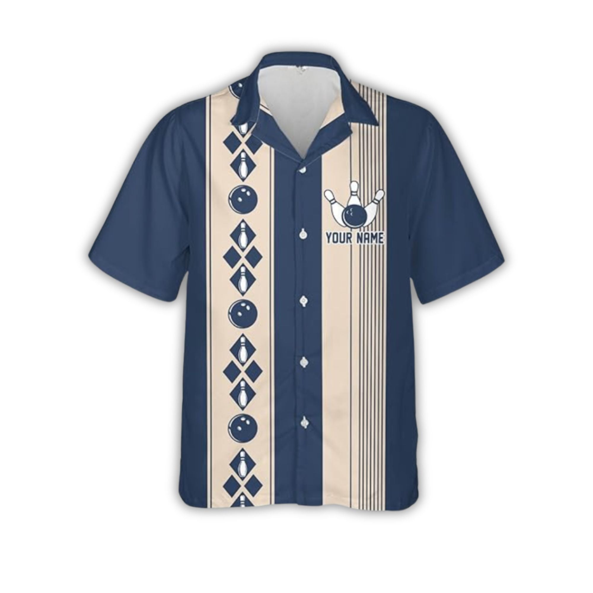 Custom Blue Vintage Bowling Hawaiian Shirt For Men, Custom Vintage Bowling Team Shirt HB0170