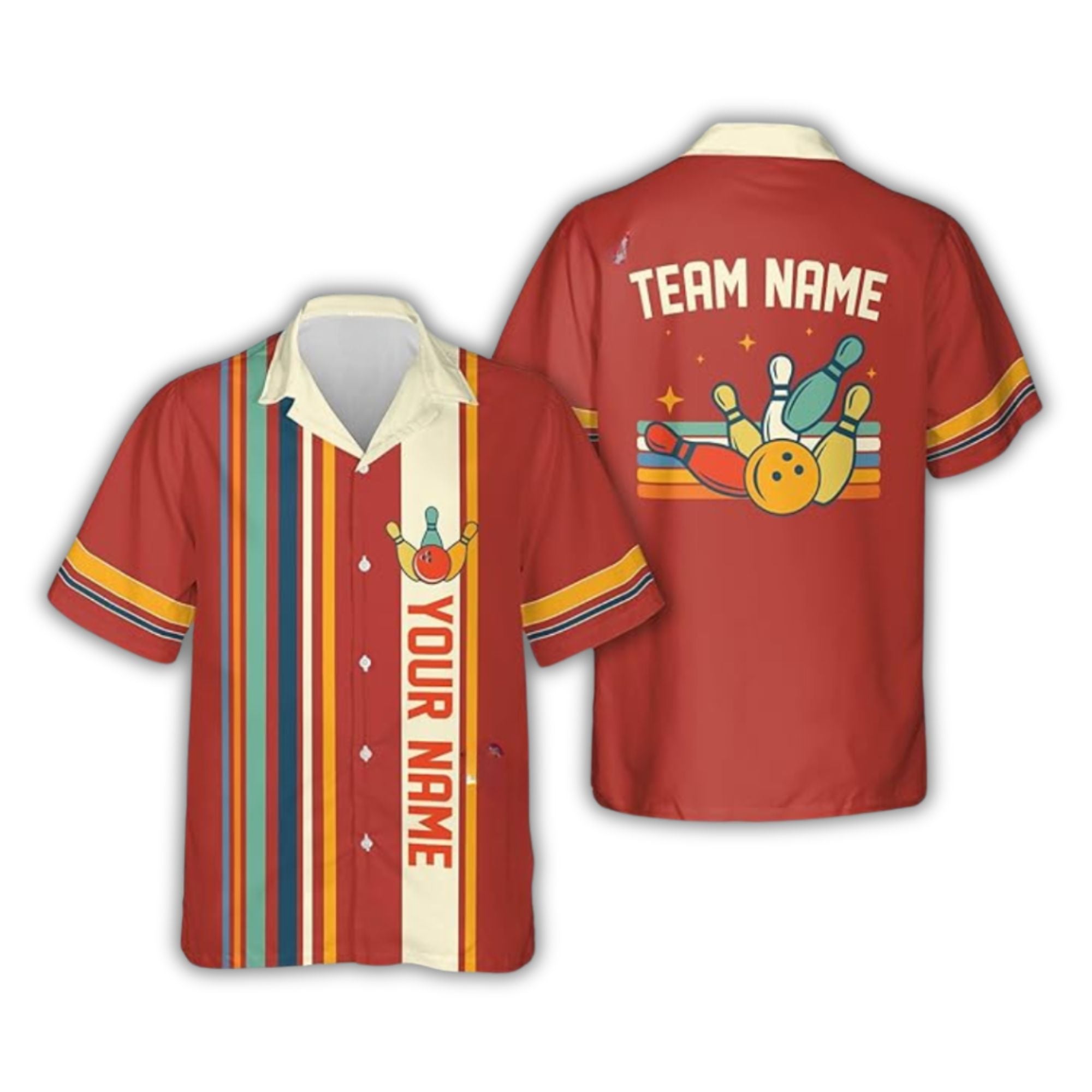 Custom Retro Bowling Hawaiian Shirt For Men, Custom Retro Blue Bowling Team Shirt HB0169