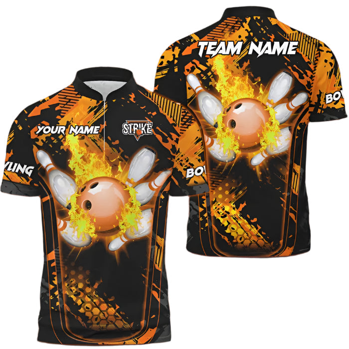 Custom Green Flame Bowling Jersey Shirt Team For Men, Custom Flame Bowling Team Shirt BO0035