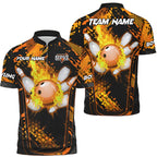 Custom Green Flame Bowling Jersey Shirt Team For Men, Custom Flame Bowling Team Shirt BO0035