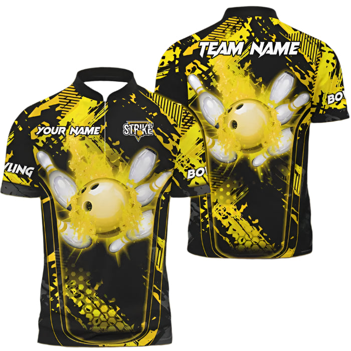 Custom Green Flame Bowling Jersey Shirt Team For Men, Custom Flame Bowling Team Shirt BO0035