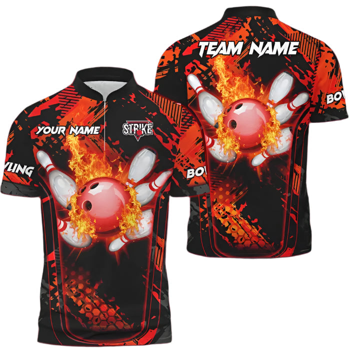 Custom Green Flame Bowling Jersey Shirt Team For Men, Custom Flame Bowling Team Shirt BO0035