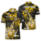 Custom Black And Blue Team Bowling Jersey Shirt, Custom Team Thunder Bowling Shirt BO0170