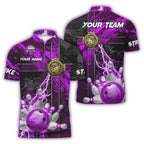 Custom Black And Blue Team Bowling Jersey Shirt, Custom Team Thunder Bowling Shirt BO0170