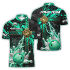 Custom Black And Blue Team Bowling Jersey Shirt, Custom Team Thunder Bowling Shirt BO0170