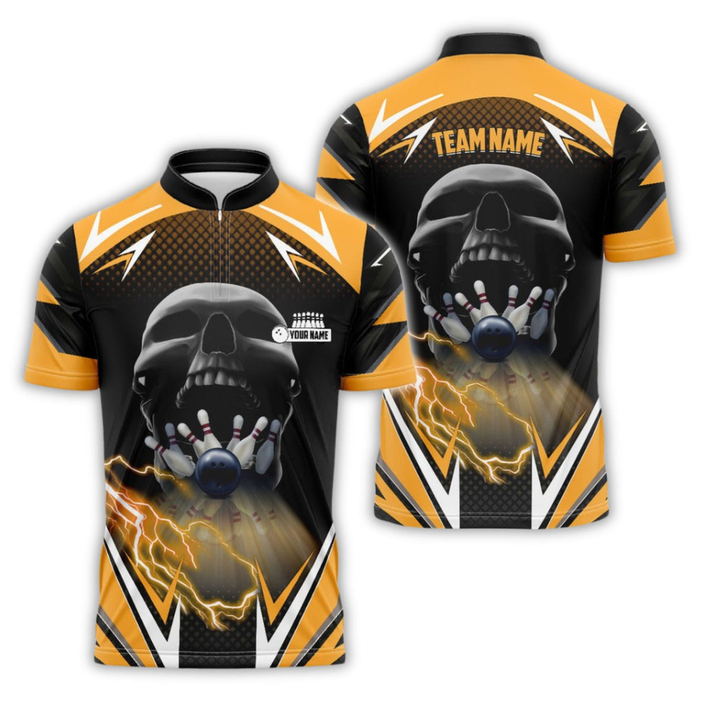 Custom Skull Bowling Jersey Shirt For Men, Custom Team Skull Bowling Shirt BO0018