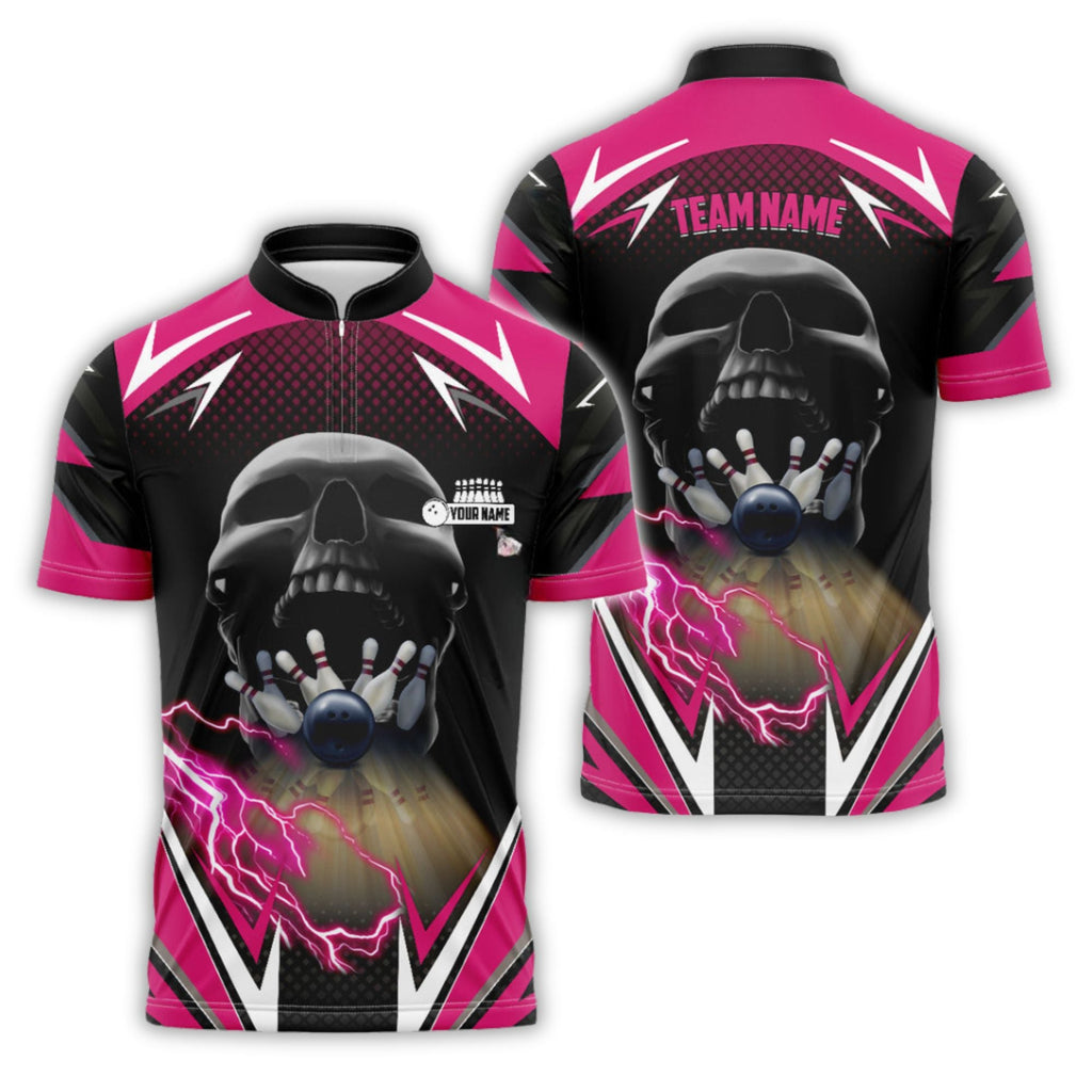 Custom Skull Bowling Jersey Shirt For Men, Custom Team Skull Bowling Shirt BO0018