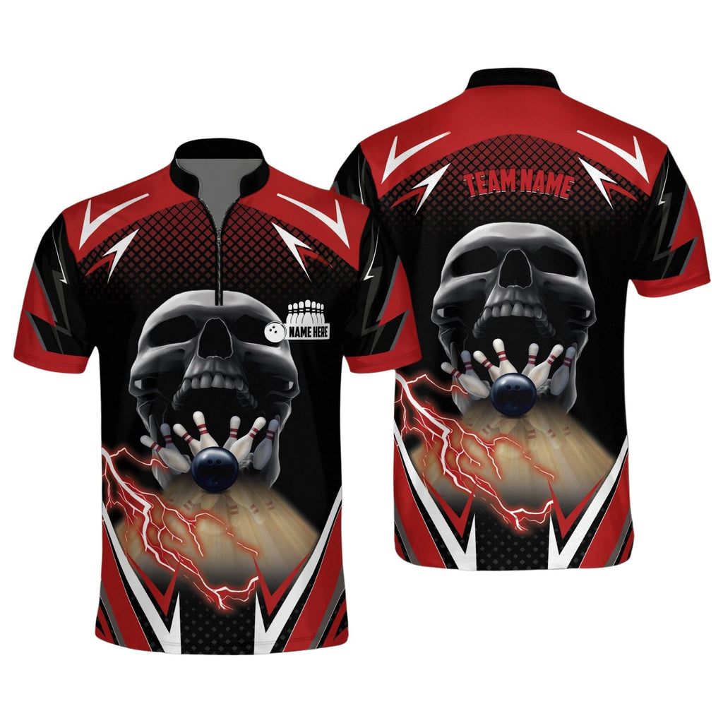 Custom Skull Bowling Jersey Shirt For Men, Custom Team Skull Bowling Shirt BO0018