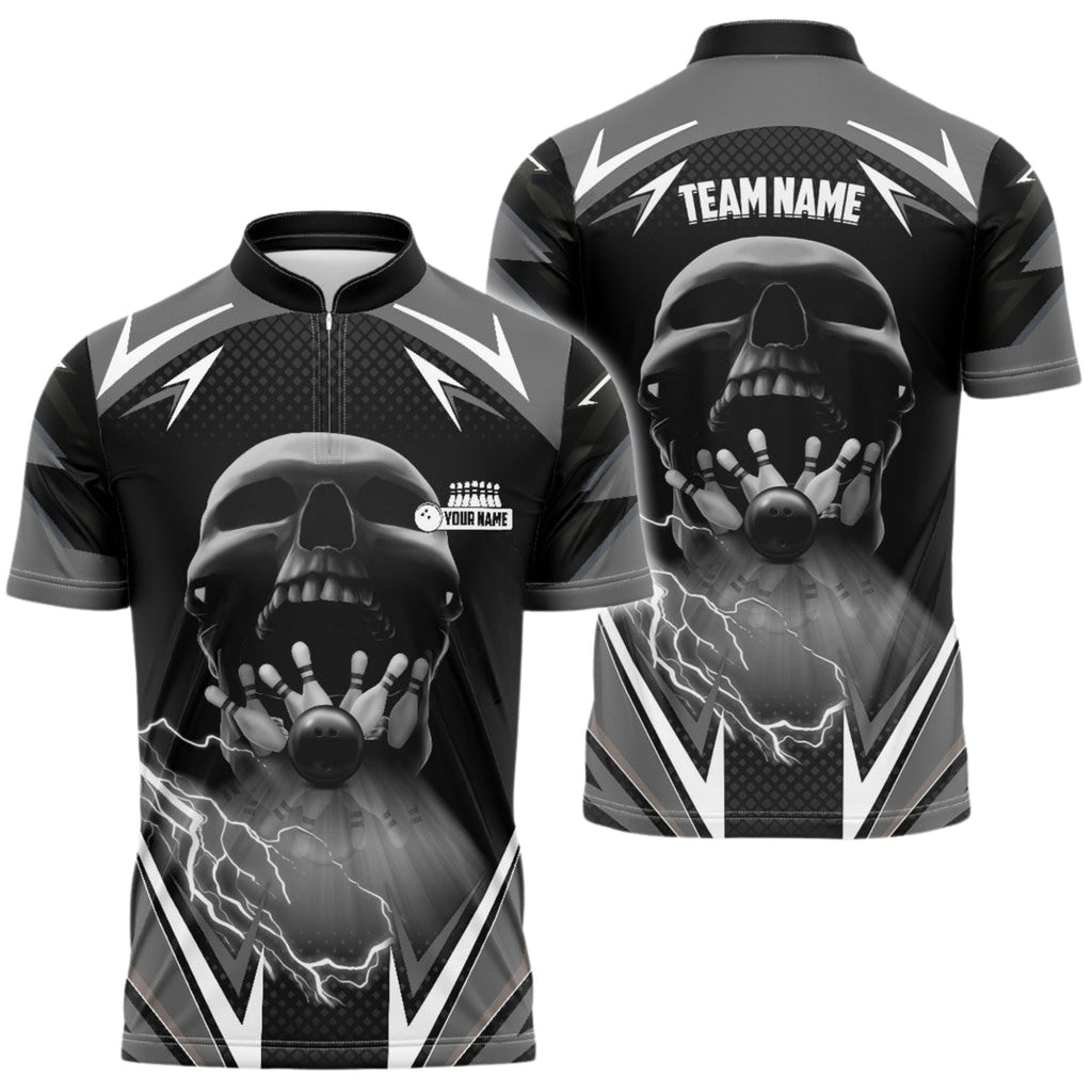 Custom Skull Bowling Jersey Shirt For Men, Custom Team Skull Bowling Shirt BO0018