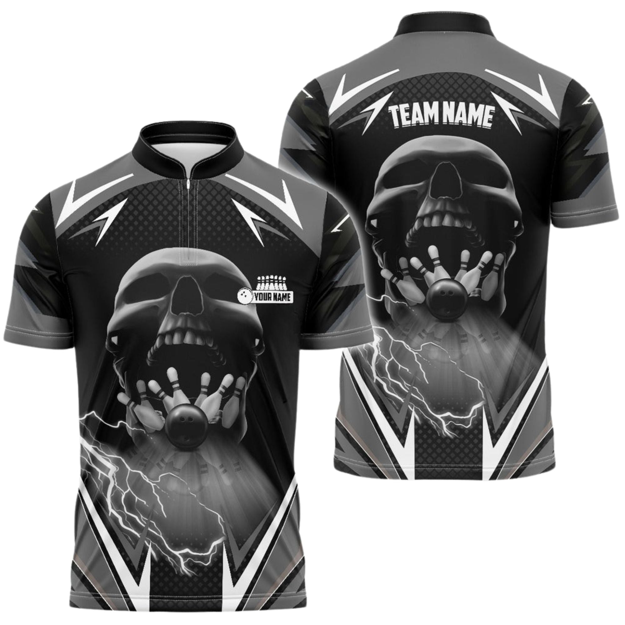 Custom Skull Bowling Jersey Shirt For Men, Custom Team Skull Bowling Shirt BO0018