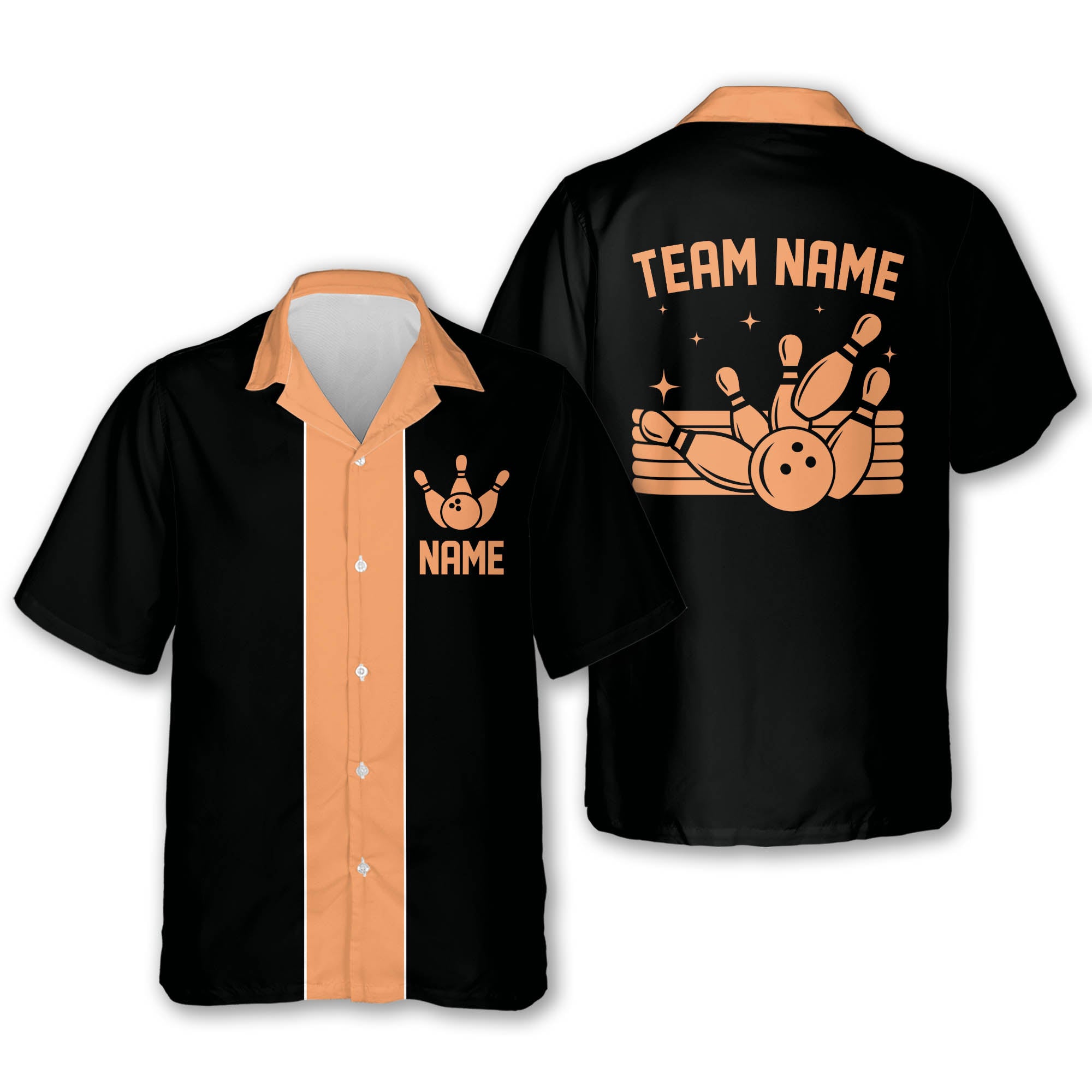 Custom Vintage Bowling Hawaiian Shirt For Men, Custom Black And Red Vintage Bowling Team Shirt BE0011