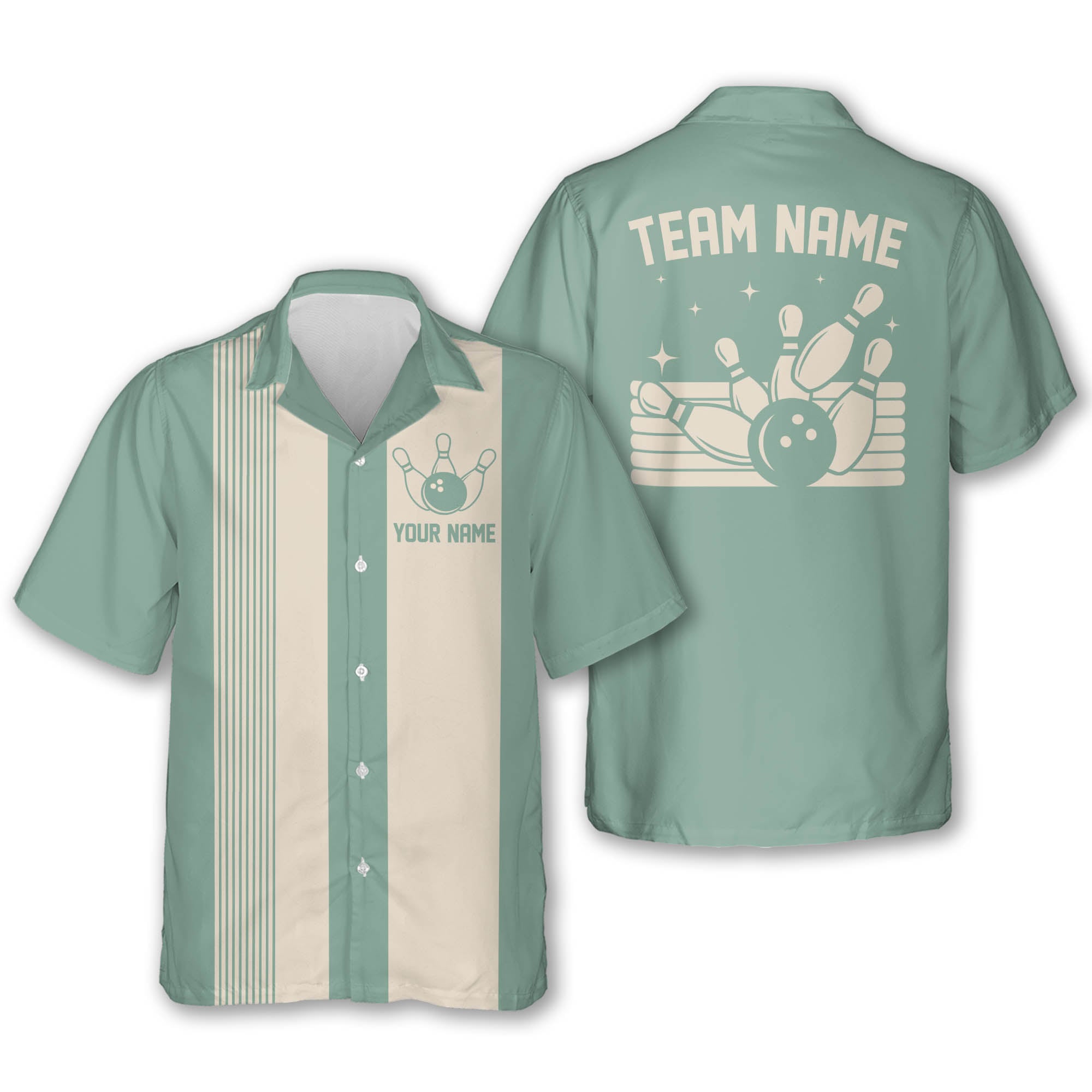 Custom Vintage Bowling Hawaiian Shirt For Men, Custom Team Vintage Bowling Shirt BE0012