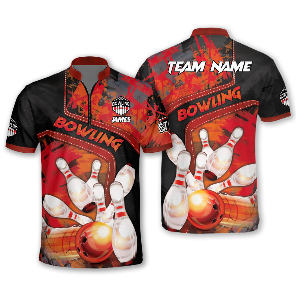 Custom Team Red Bowling Jerseys Shirt For Men, Custom Bowling Shirt BO0172