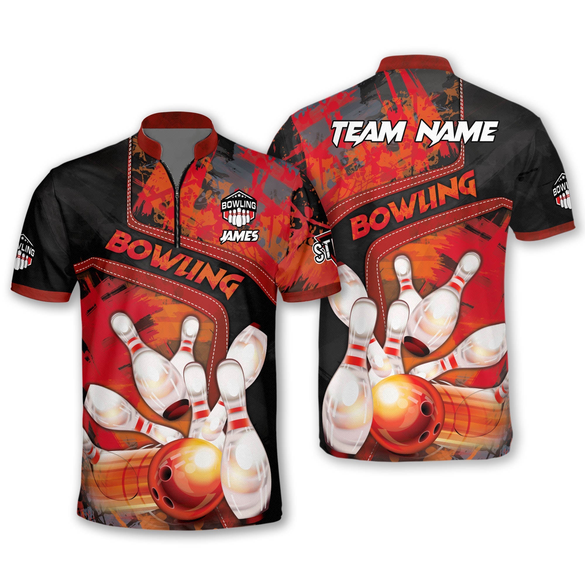 Custom Team Red Bowling Jerseys Shirt For Men, Custom Bowling Shirt BO0172