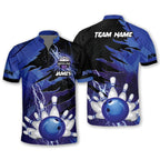 Custom Team Blue Bowling Jersey Shirt, Custom Thunder Bowling Team Shirt BO0364