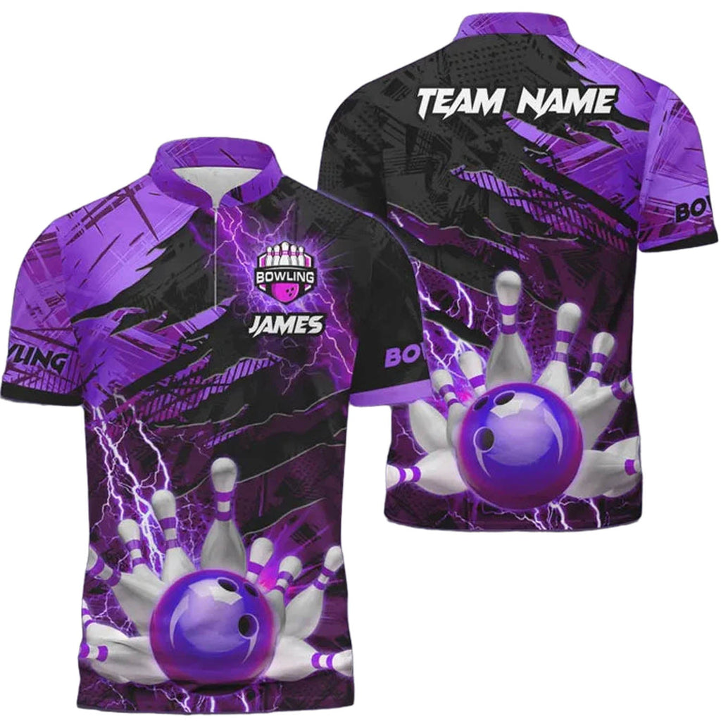 Custom Team Blue Bowling Jersey Shirt, Custom Thunder Bowling Team Shirt BO0364