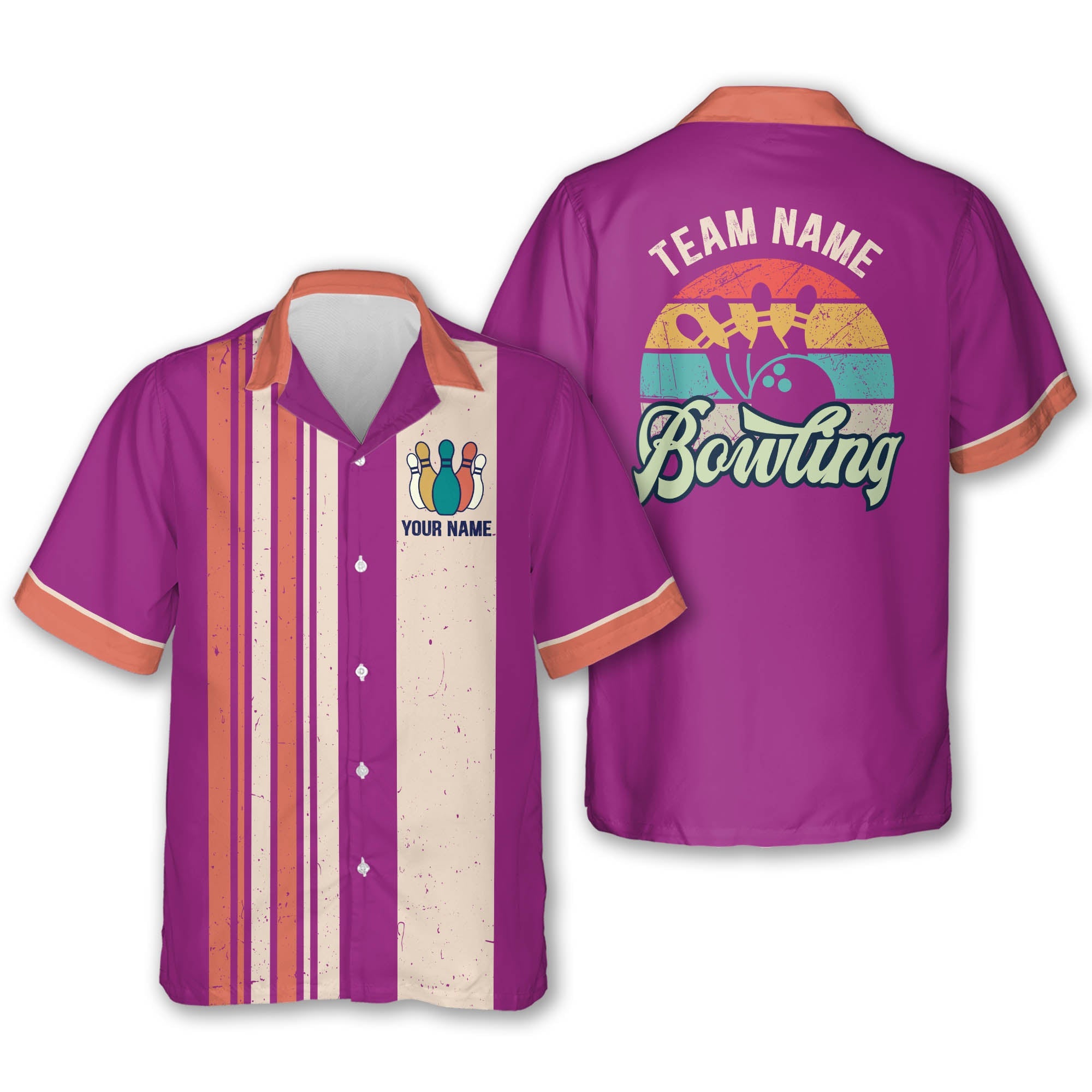 Custom Vintage Bowling Hawaiian Shirt For Men, Custom Teal Bowling Team Shirt Vintage BZ0021