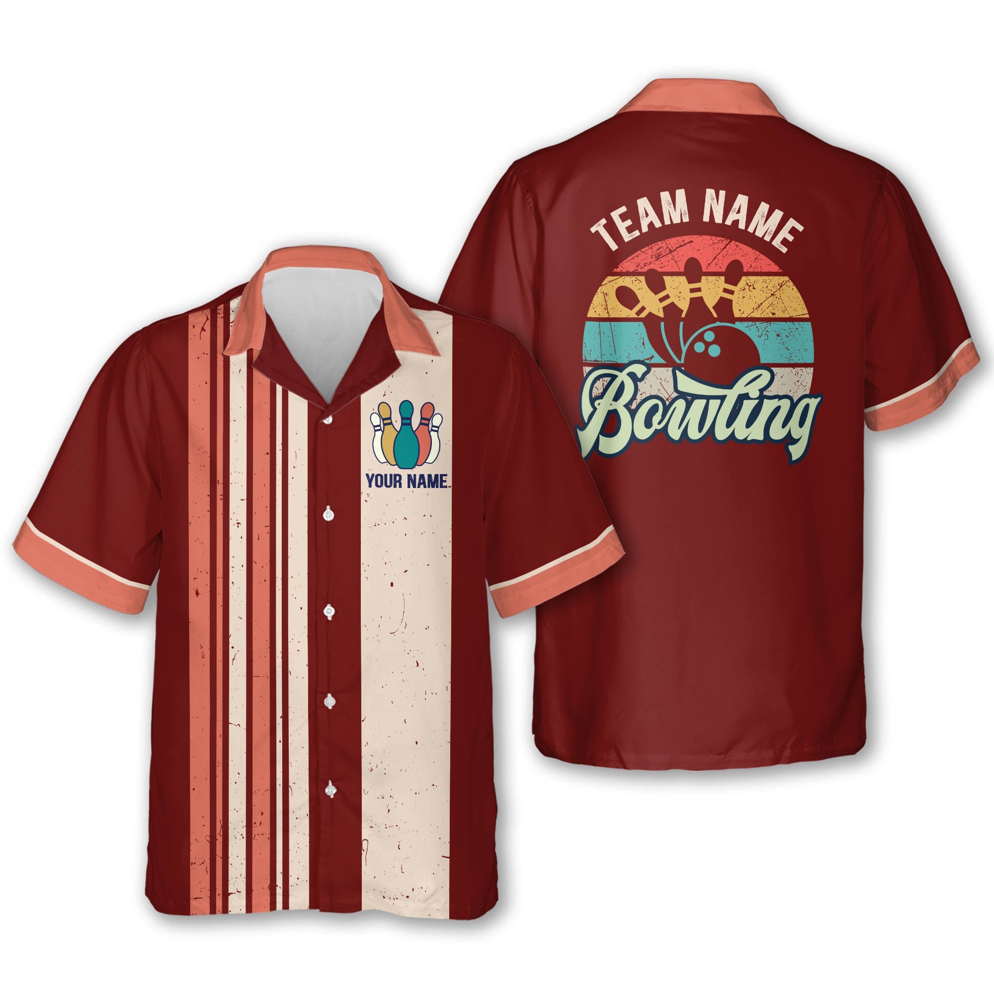 Custom Vintage Bowling Hawaiian Shirt For Men, Custom Teal Bowling Team Shirt Vintage BZ0021