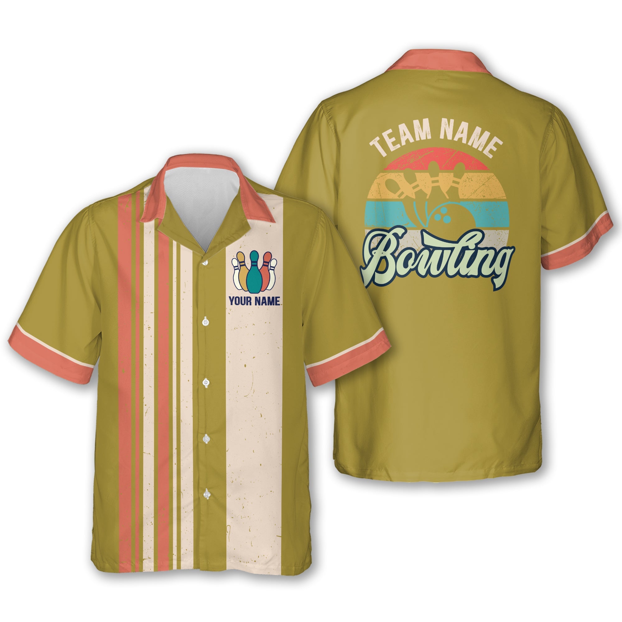 Custom Vintage Bowling Hawaiian Shirt For Men, Custom Teal Bowling Team Shirt Vintage BZ0021