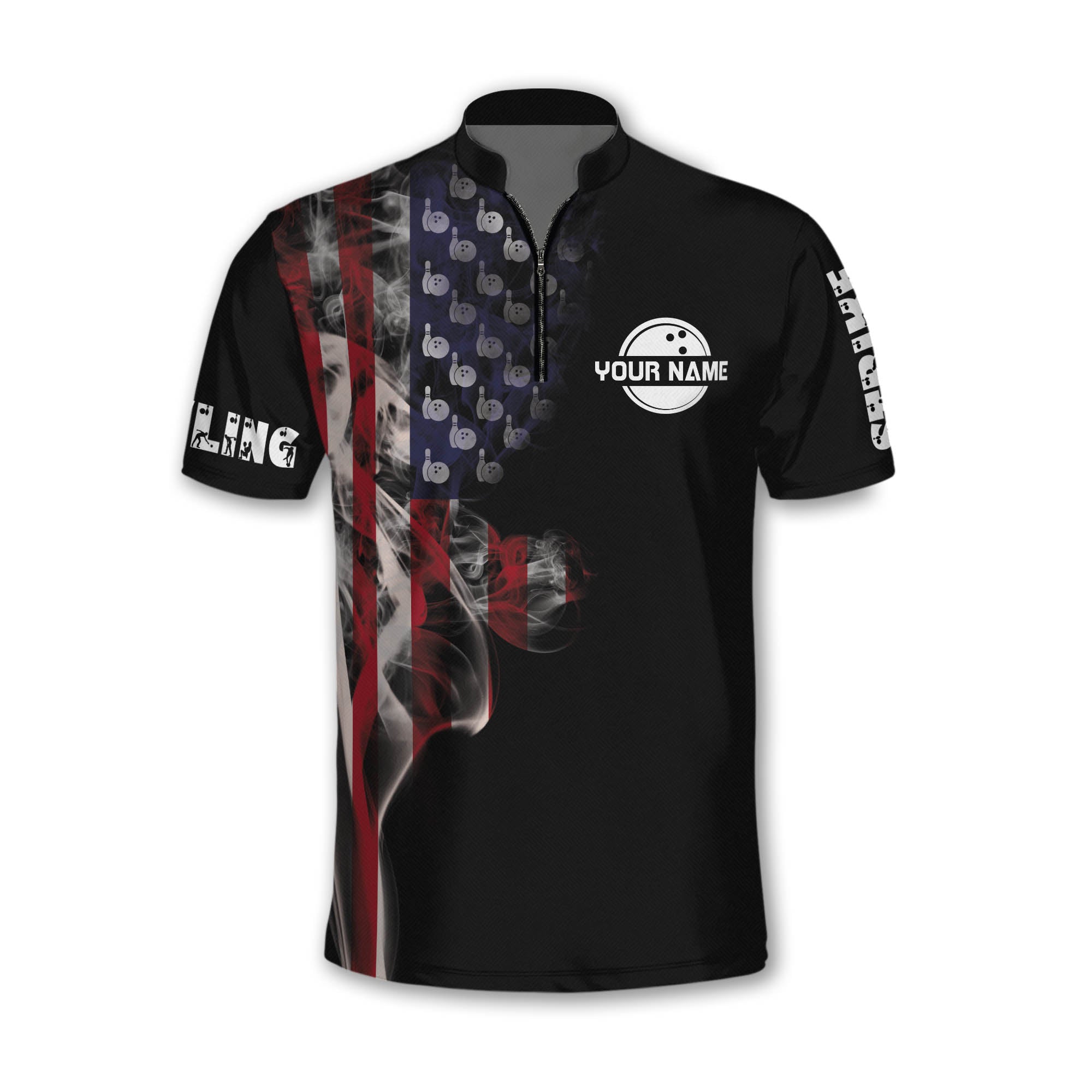 Custom American Flag Bowling Jersey Shirt For Men, Custom Patriotic Bowling Team Shirts BZ0048