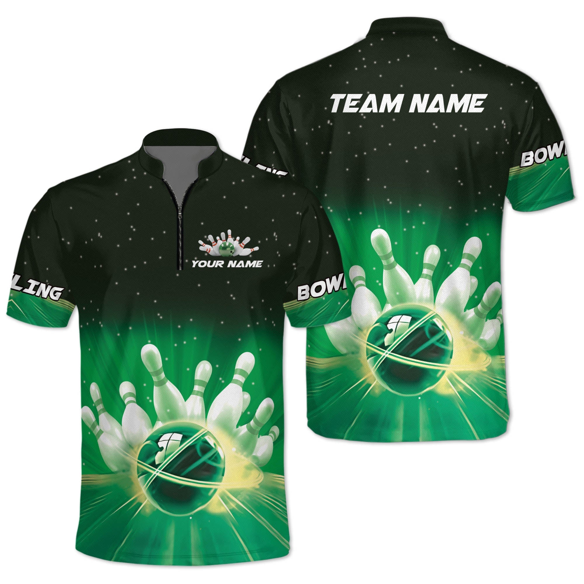 Custom Team Blue Bowling Jerseys Shirt For Men, Custom Bowling Shirt BZ0072