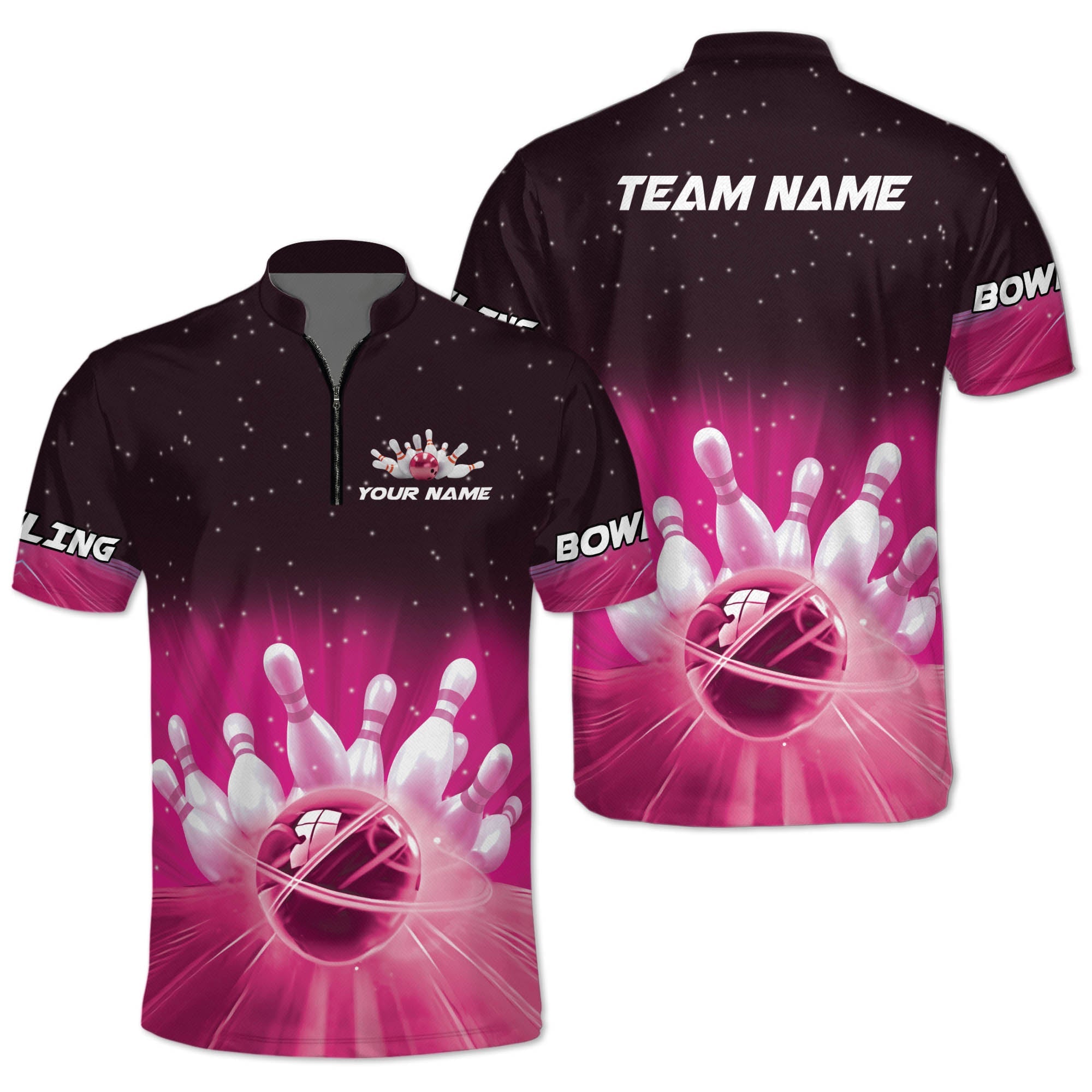 Custom Team Blue Bowling Jerseys Shirt For Men, Custom Bowling Shirt BZ0072