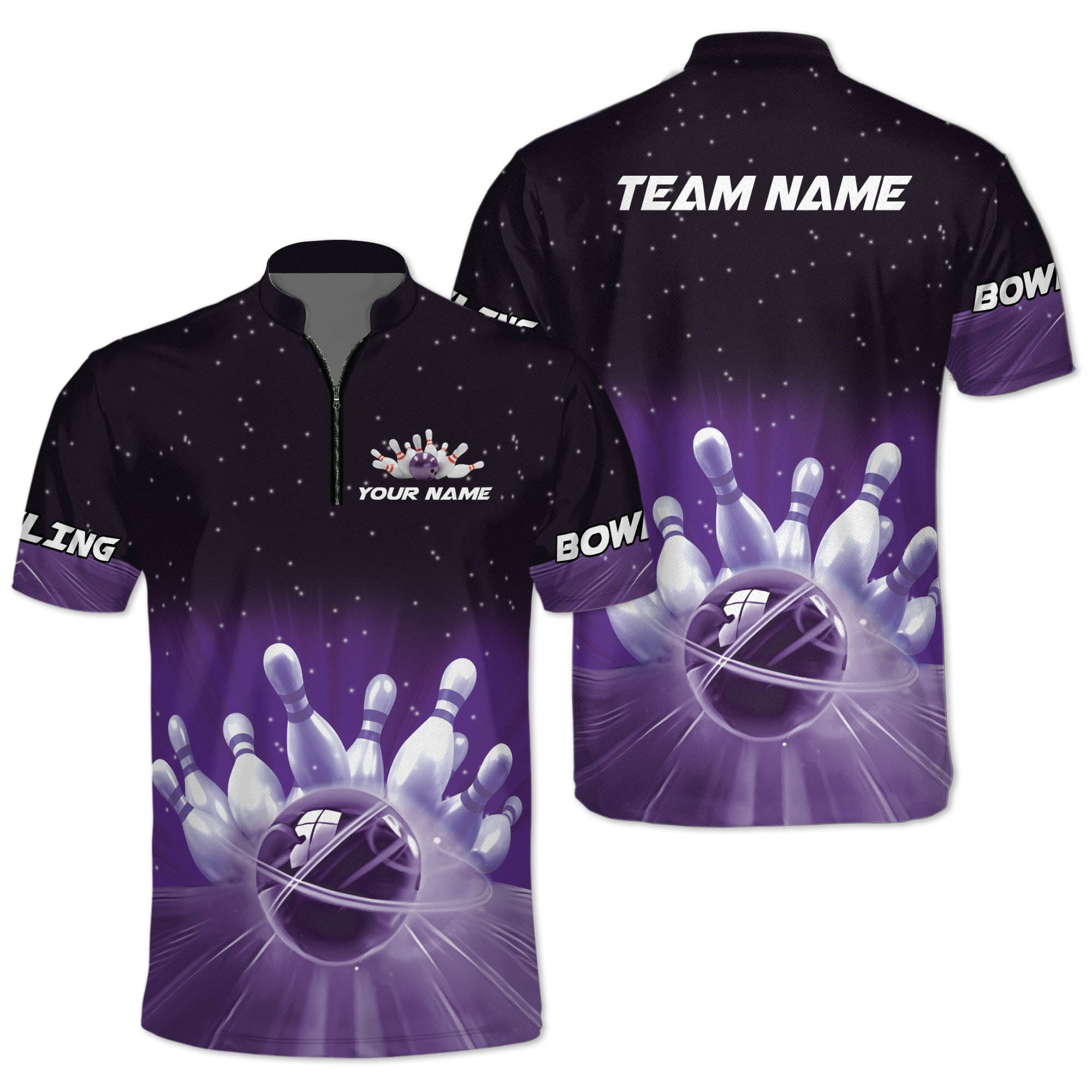 Custom Team Blue Bowling Jerseys Shirt For Men, Custom Bowling Shirt BZ0072