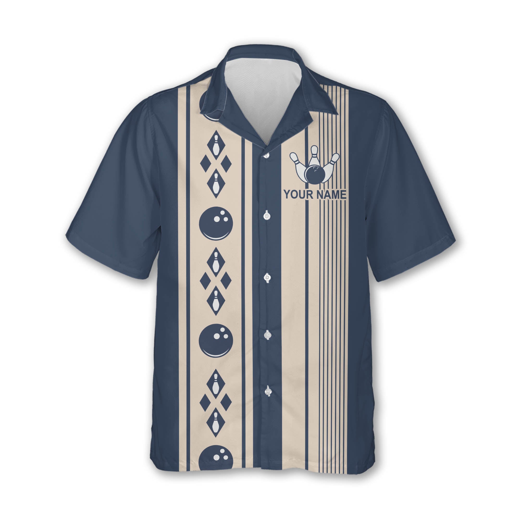 Custom Blue Vintage Bowling Hawaiian Shirt For Men, Custom Vintage Bowling Team Shirts BZ0118