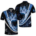 Custom Black And Blue Flame Bowling Jersey Shirt For Men, Custom Team Flame Bowling Shirt BZ0128