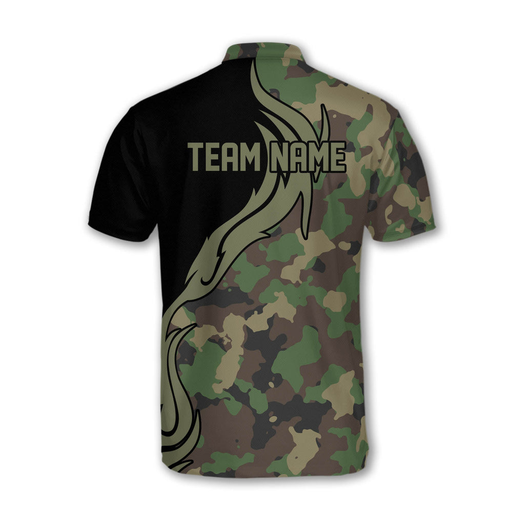 Custom Camo Bowling Jersey Shirt For Men, Custom Camouflage Bowling Team Shirts BZ0197