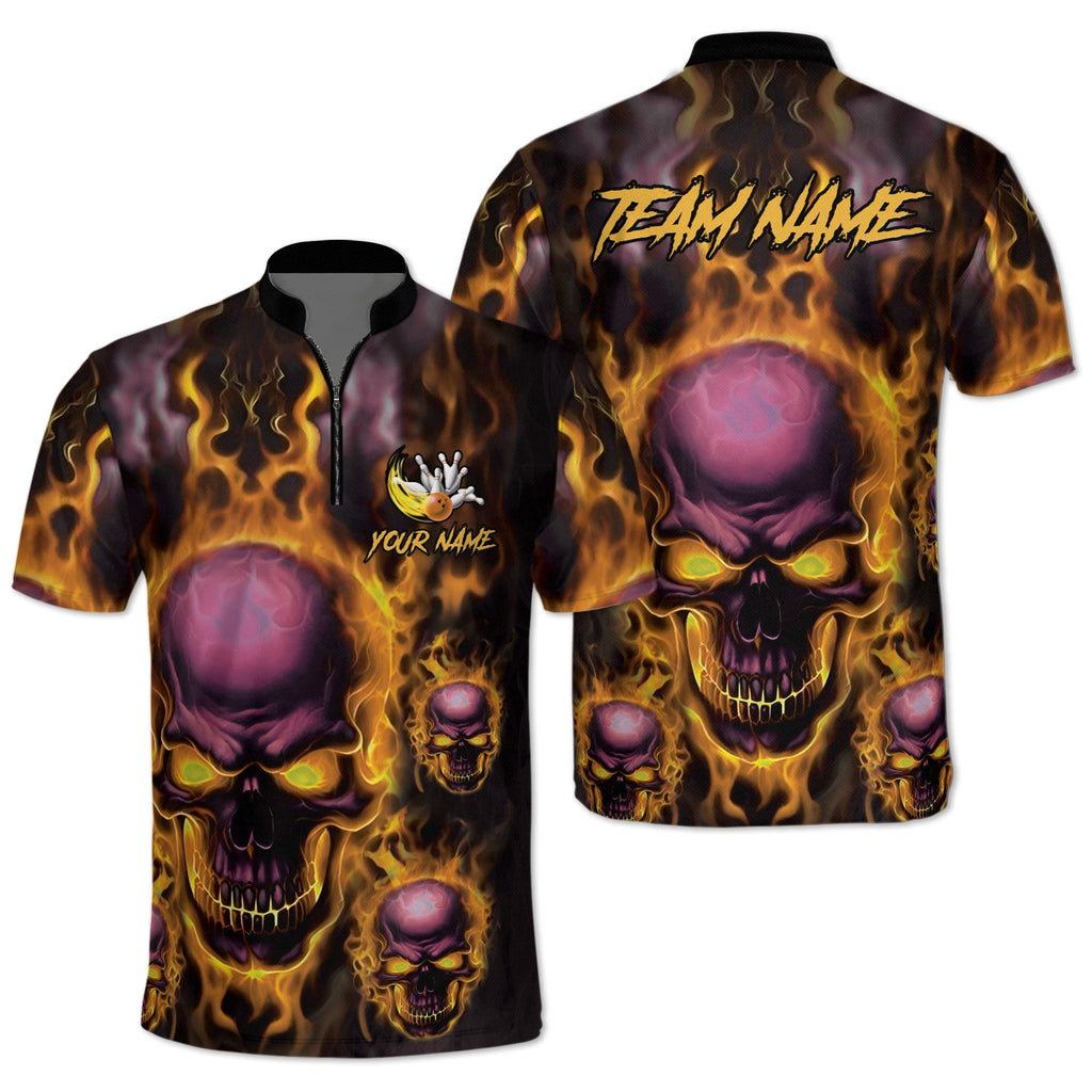 Custom Mens Skull Bowling Jersey Shirt, Custom Skull Bowling Team Shirts BZ0238