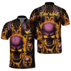 Custom Mens Skull Bowling Jersey Shirt, Custom Skull Bowling Team Shirts BZ0238