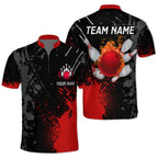 Custom Black And Purple Flame Ball Bowling Jersey Shirt For Men, Custom Bowling Team Shirts BZ0225