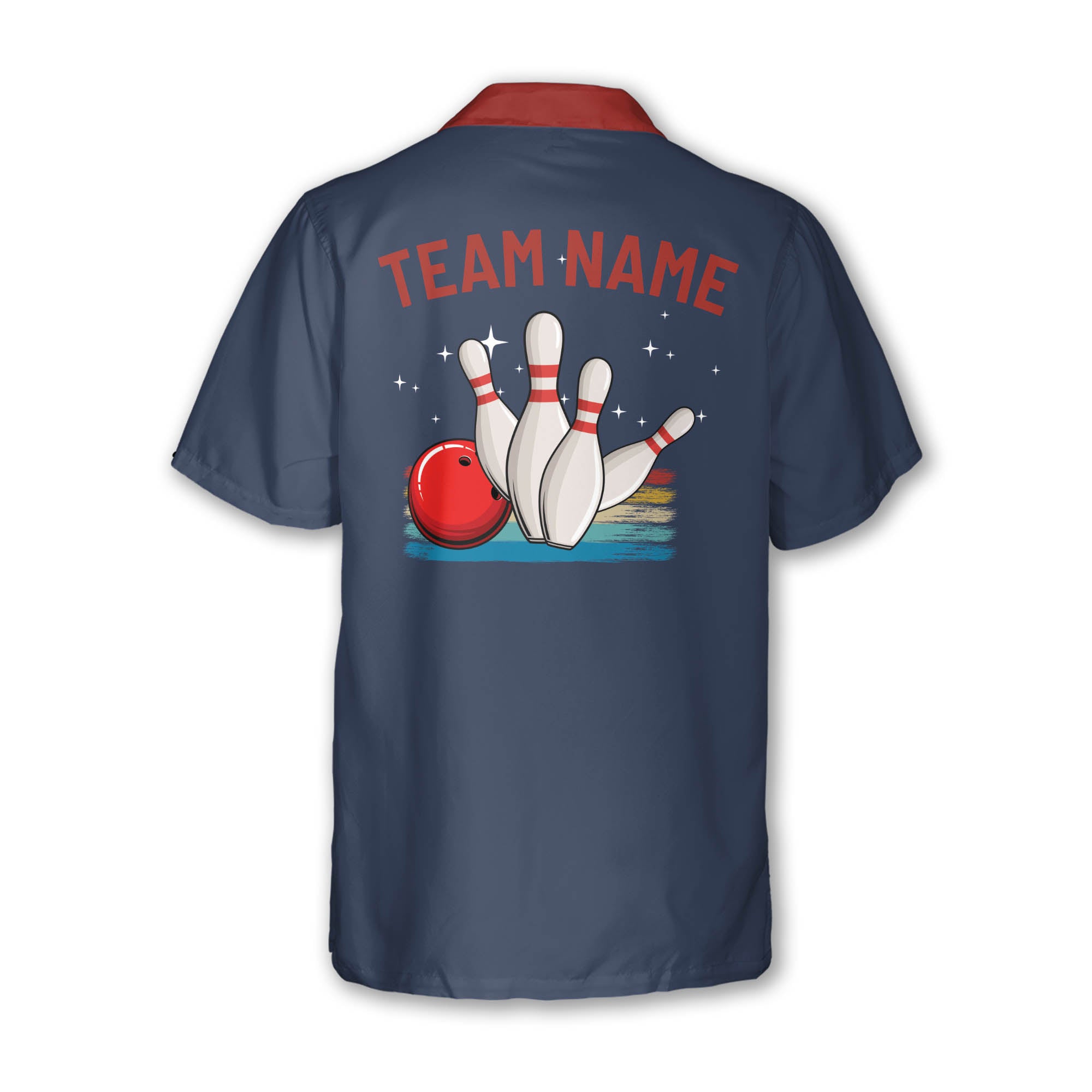 Custom Blue Retro Bowling Hawaiian Shirt For Men, Custom Retro Bowling Team Shirt  BZ0005