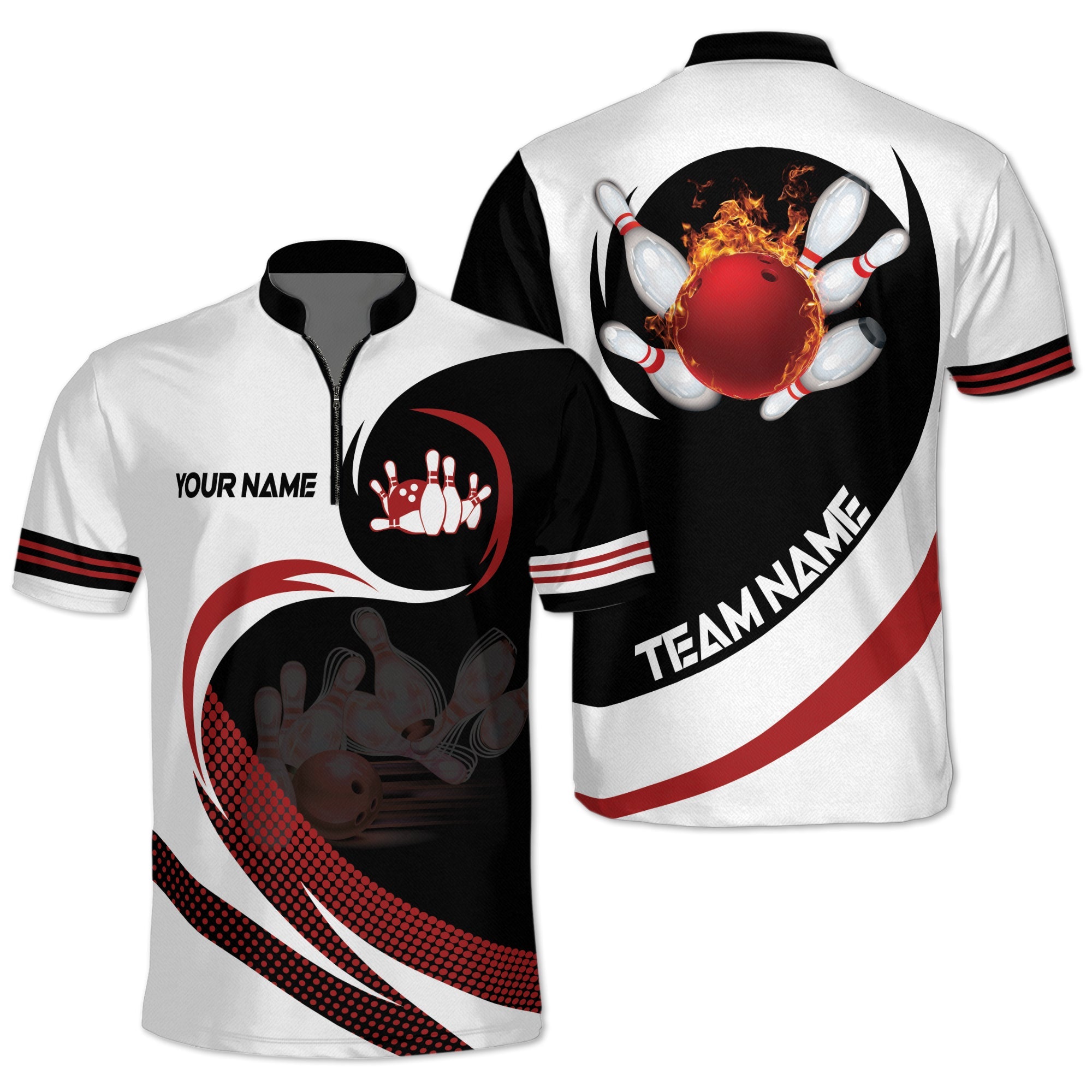 Custom Team Bowling Jersey Shirt For Men, Custom Flame Ball Team Bowling Shirt BO0236