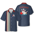 Custom Blue Retro Bowling Hawaiian Shirt For Men, Custom Retro Bowling Team Shirt  BZ0005