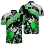 Custom Green Team  Bowling Jerseys Shirt For Men, Custom Camo Bowling Team Shirts BZ0168
