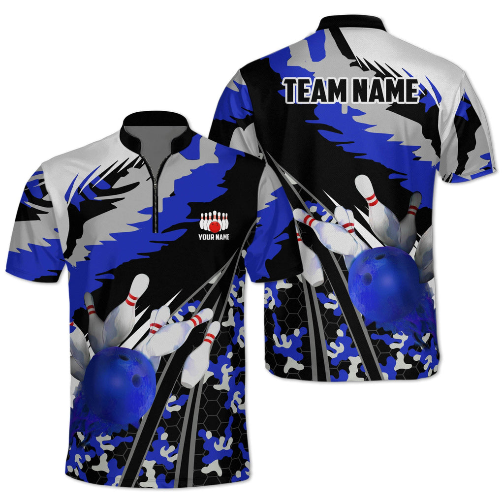 Custom Green Team  Bowling Jerseys Shirt For Men, Custom Camo Bowling Team Shirts BZ0168